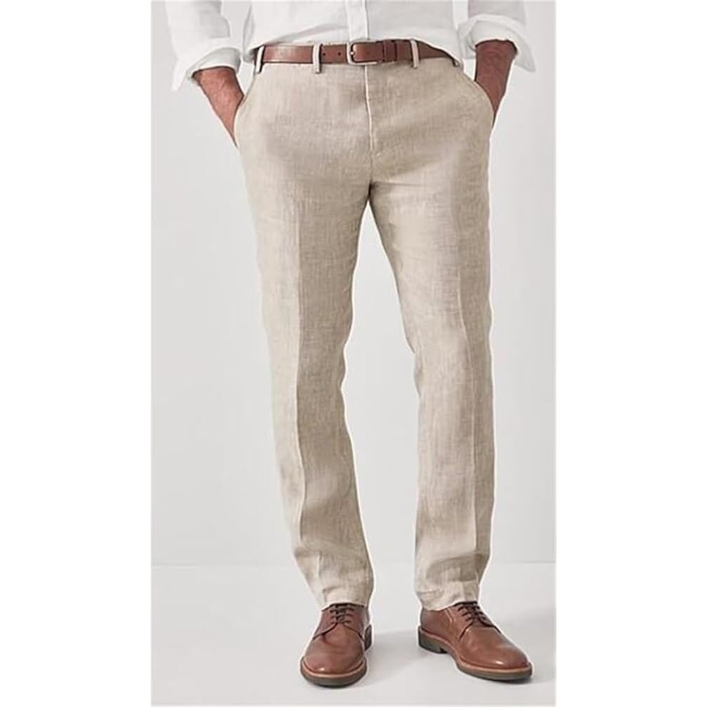 Bar III Linen Dress Pants 40x32 Beige Slim Fit Trousers Summer Wedding Coastal